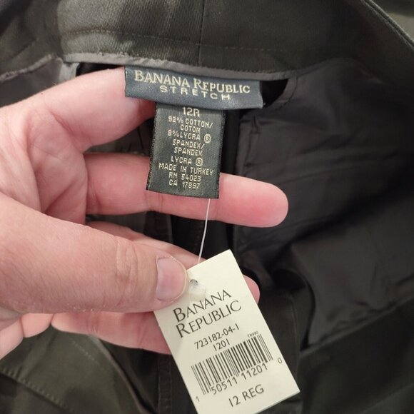 Banana Republic 12R NEW Cotton Twill Academia Classic Stretch Pant Career Olive - Picture 5 of 11